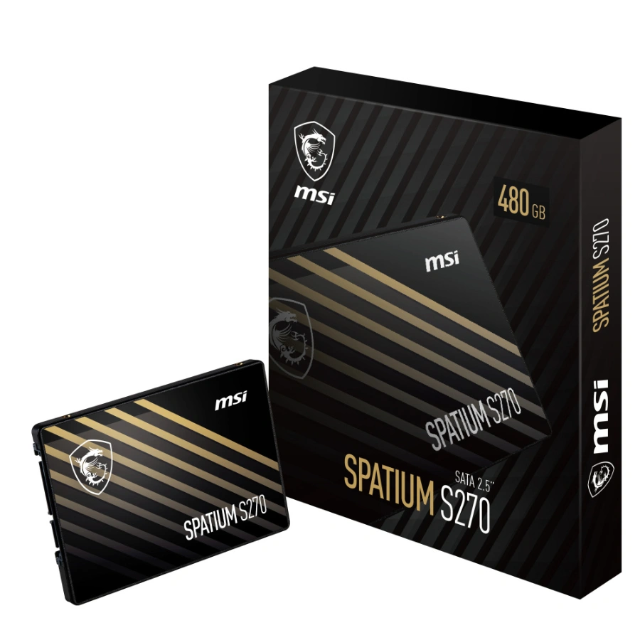 CP-MSI-SPATIUMS270SATA25480GB-f64966 Unidad De Estado Solido SSD MSI SPATIUM S270 SATA 2.5 - 480GB, SATA III 6Gbps, 500 MB/s, NAND 3D, SATA 2.5" - Negro - Imagen 1