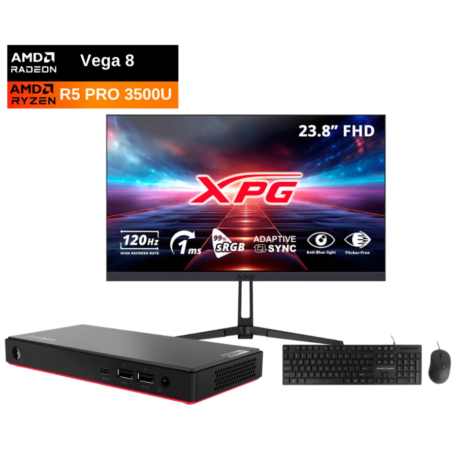 lenovomini Mini PC Lenovo ThinkCentre M75n - AMD Ryzen 5 PRO 3500U, 8GB DDR4, SSD 256GB, Windows 11 Home, Office 2024 LTSC, Semi Nuevo - Incluye Monitor 23.8", Teclado y Mouse NUEVOS - Imagen 1