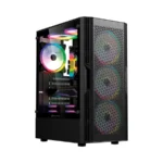 Gabinete Gamer Balam Rush DragonFly Ventra GM570 - Media Torre, Panel de Cristal Templado, 4 Ventiladores ARGB Preinstalados, Soporta ATX/Micro ATX/Mini ITX, USB 3.0 - Color Negro