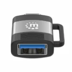 Adaptador USB-C a USB-A Manhattan 356312 V3.2 - USB 3.2 Gen 1, 5 Gbps, 3 A, Aluminio - Color Negro/Gris Espacial - Imagen 4